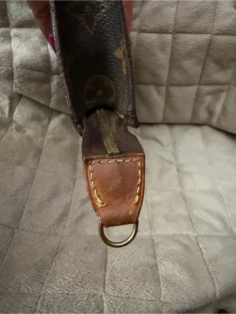 Louis Vuitton Brown Monogram Coated Canvas Pouch w/D-Ring To Attach A Strap